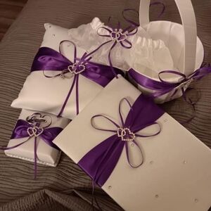 Elegant White and Purple Wedding Set